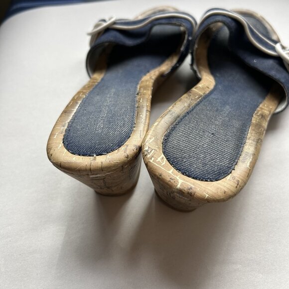 Montego Bay Club Denim Buckle Low Wedge Sandals Women's Size 9 WIDE 9W - Picture 7 of 7